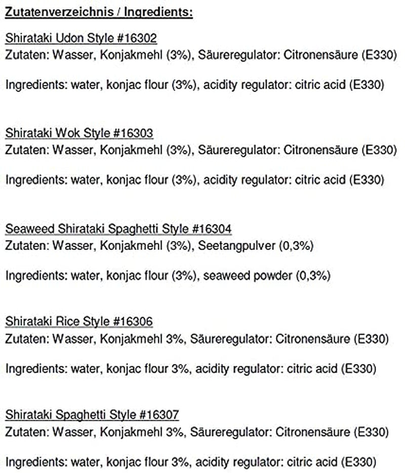 Pudełko mieszane Miyata Shirataki, 5 różnych odmian, makaron z mąki Konjac, 5 opakowań (5 x 270 g)