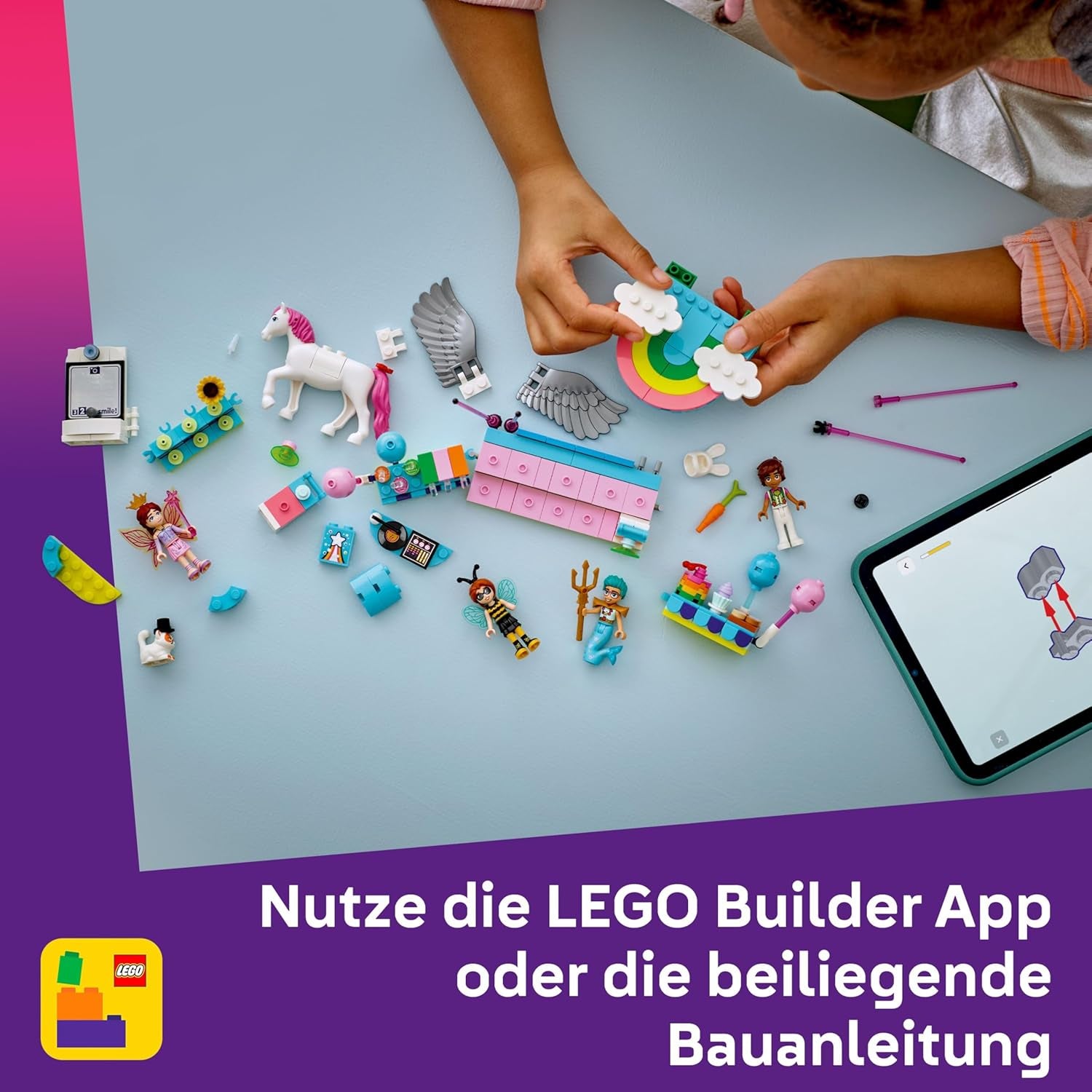 LEGO Friends Kostümparty mit Einhorn und Fee - Spielzeug für Mädchen ab 6 Jahren - Bühne, DJ-Pult, 4 Minipuppen, der Katze Churro und Einer Pferdefigur sowie lustigem Zubehör - Pomysł na prezent - 42661