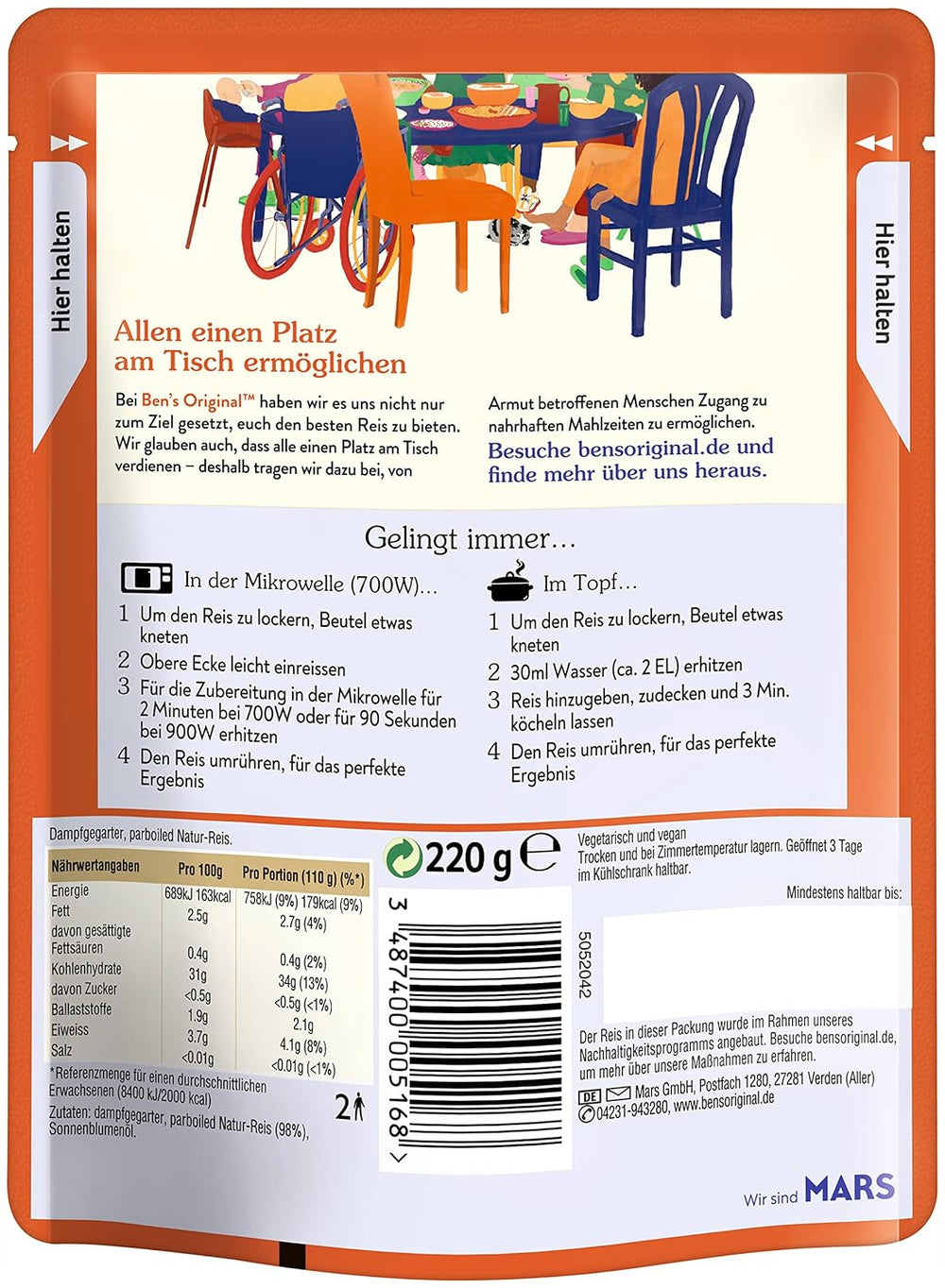 BEN'S ORIGINAL™ naturalny ryż ekspresowy 6 x 220g