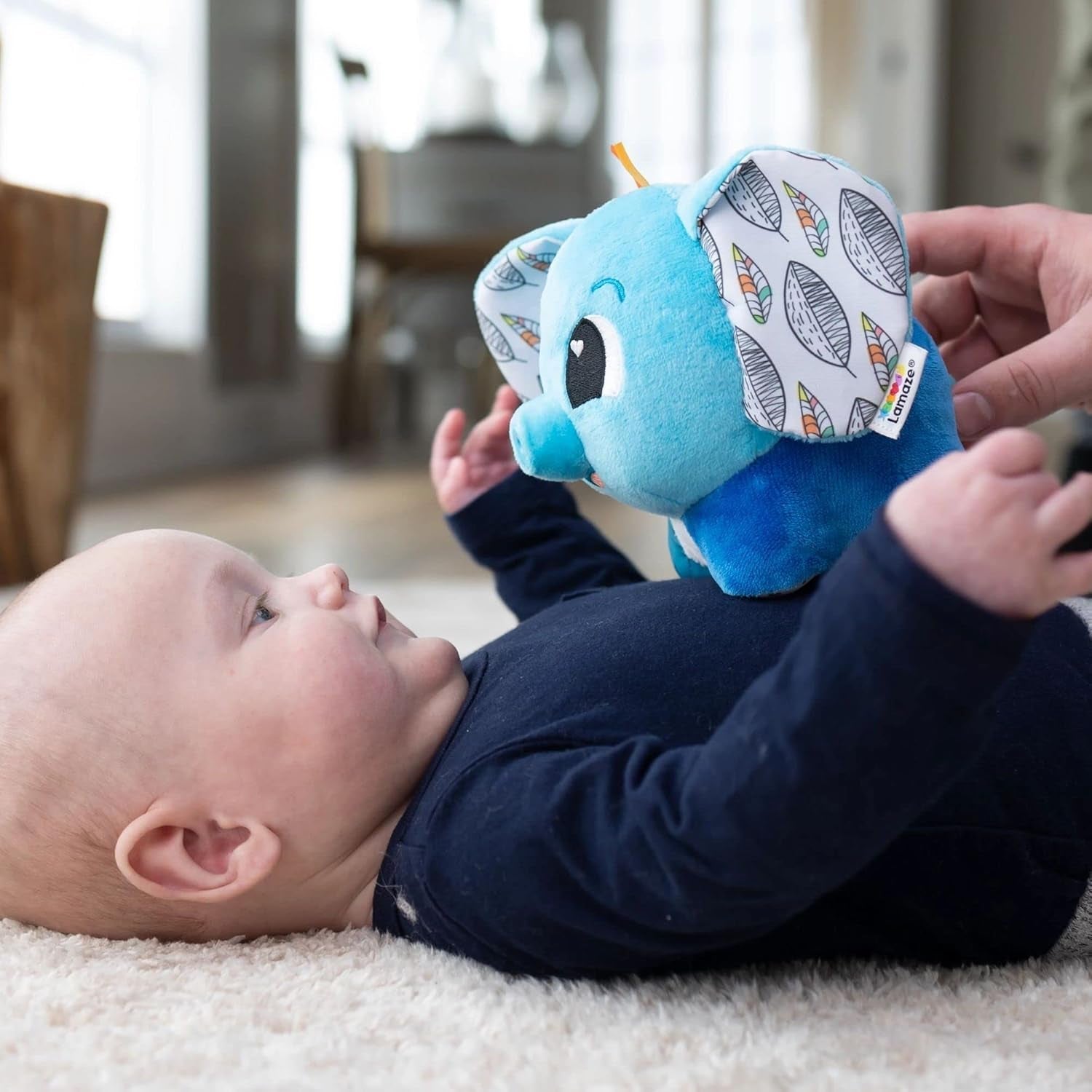 LAMAZE Puffaboo elefant, jucărie pentru nou-născuți, jucărie senzorială pentru copii, cadou pentru noii părinți, jucărie de dezvoltare pentru băieți și fete de la 3 luni, L27467 Jucarii Bebe Naty Shop