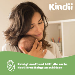 Kindii Natural Balance chusteczki nawilżane dla niemowląt – (1 x 60 szt.) Chusteczki nawilżane dla niemowląt i dzieci – Ochronne, Aloe Vera, Delikatny zapach – 60 szt.