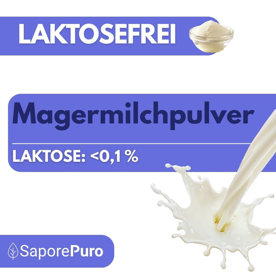 Laktosefreies Magermilchpulver 1 kg | Hohe Löslichkeit | Idealny do wypieków, chleba i żywności. Do użytku profesjonalnego i przemysłowego. Nie zawiera laktozy. Nie zawiera glutenu