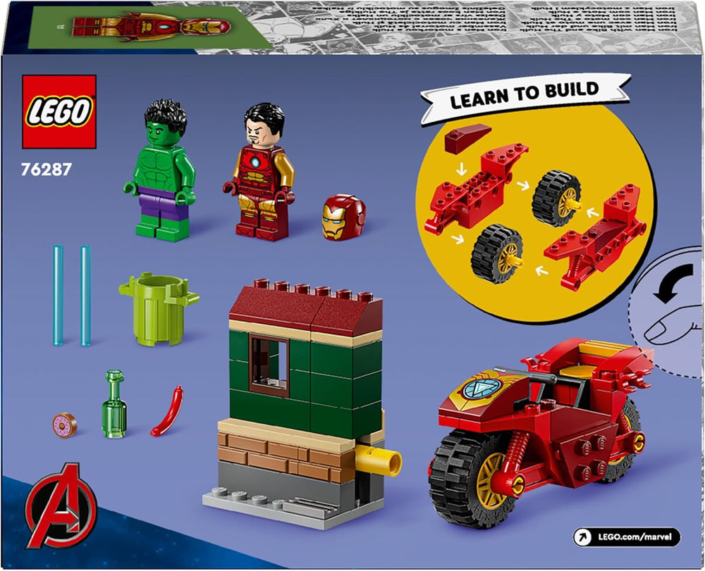 LEGO Marvel Iron Man z rowerem i Hulkiem, zabawka do budowania superbohatera dla dzieci, zestaw kolekcjonerski z rowerem i minifigurkami, prezent dla dziewcząt i chłopców w wieku 4 lat 76287 Zestawy do budowania Kup w sklepie LEGO