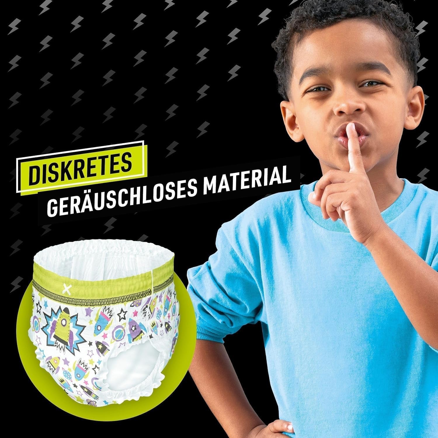 Spodnie od piżamy Spaceship, 9 chłonnych spodni nocnych, 8 lat, 27–43 kg, ochrona przed wyciekami przez całą noc