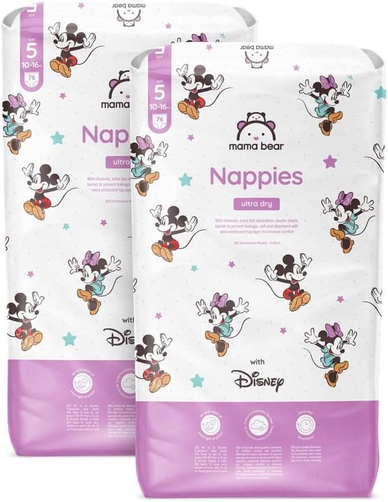 Pieluchy Mama Bear Disney Ultra Dry rozmiar 4 (8-14 kg), białe, 84 sztuki (1 opakowanie)