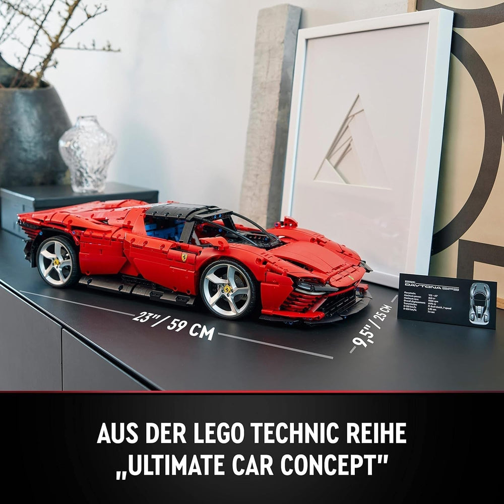 Zestaw LEGO Technic Ferrari Daytona SP3 w skali 1:8, czerwony supersamochód sportowy, rozszerzony model samochodu przedmiot kolekcjonerski, najlepsza koncepcja samochodu 42143 Zestawy do budowania Kup w sklepie LEGO