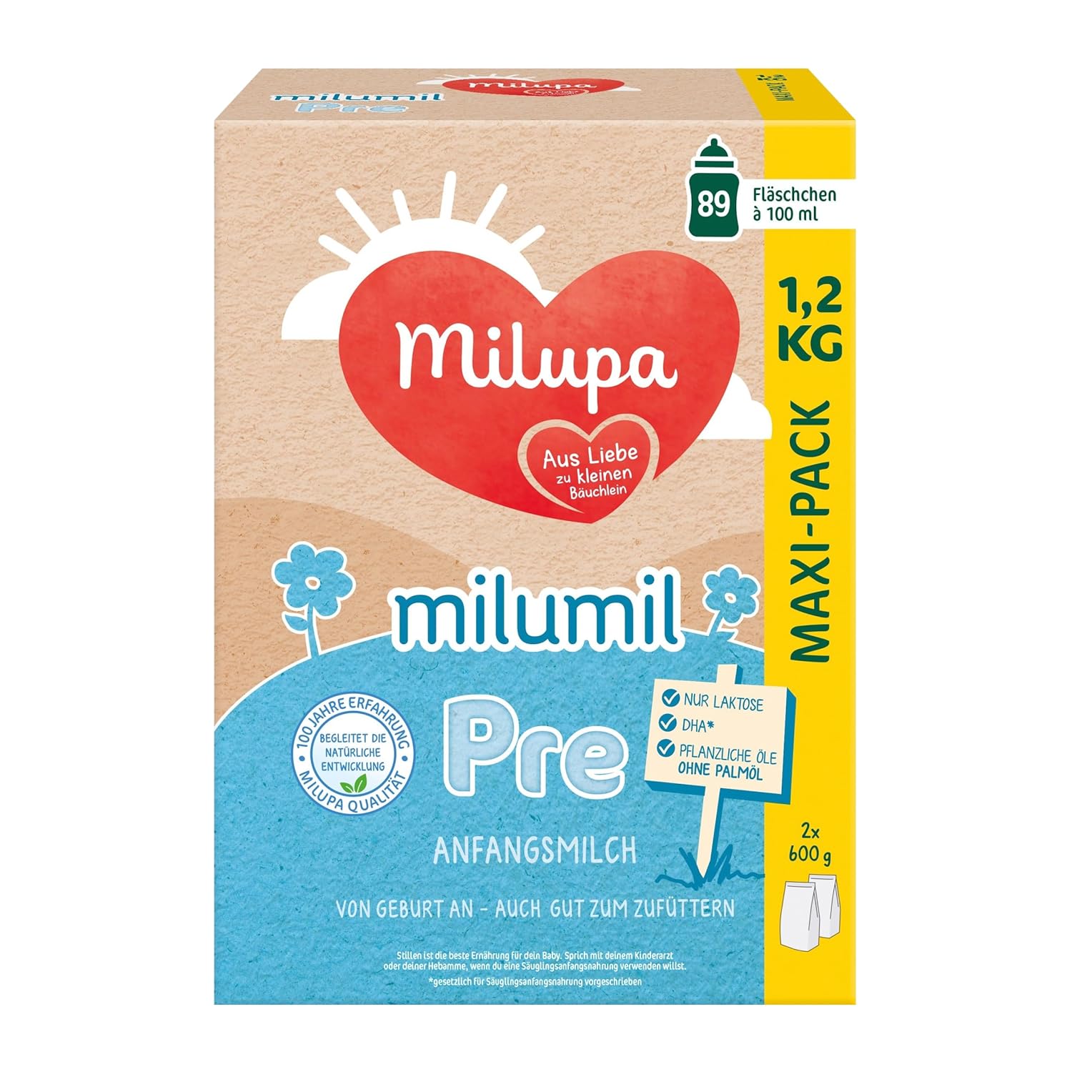 Milupa Milumil Pre, Mleko w proszku dla niemowląt - Z ważnymi składnikami odżywczymi i bez oleju palmowego - 800 g Naty Shop 1,2 Kg Milumil Pre
