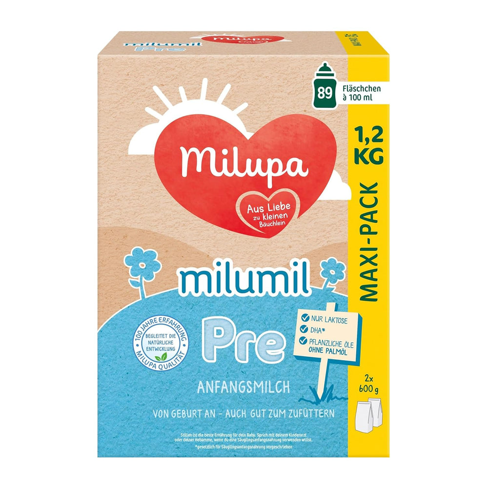 Milupa Milumil Pre, Mleko w proszku dla niemowląt - Z ważnymi składnikami odżywczymi i bez oleju palmowego - 800 g Naty Shop 1,2 Kg Milumil Pre