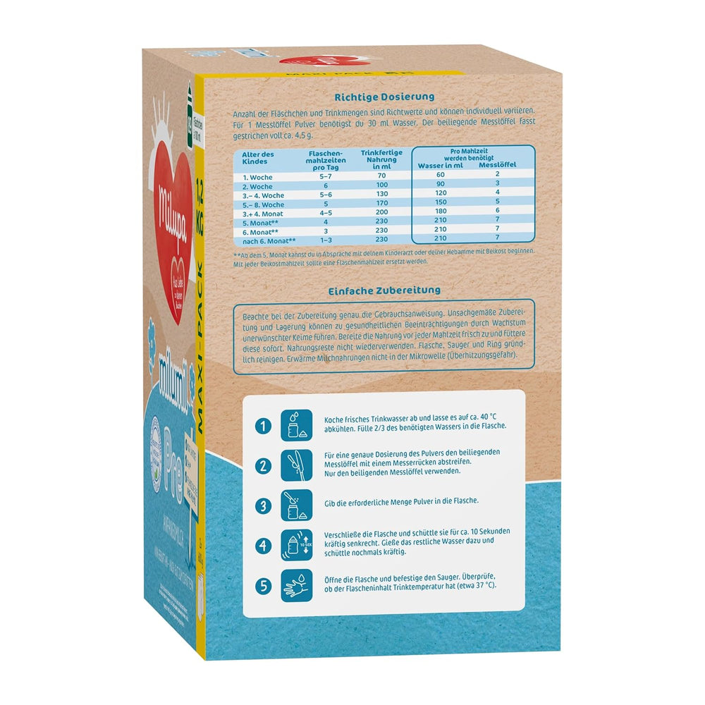 Milupa Milumil Pre, Mleko w proszku dla niemowląt - Z ważnymi składnikami odżywczymi i bez oleju palmowego - 800 g Naty Shop