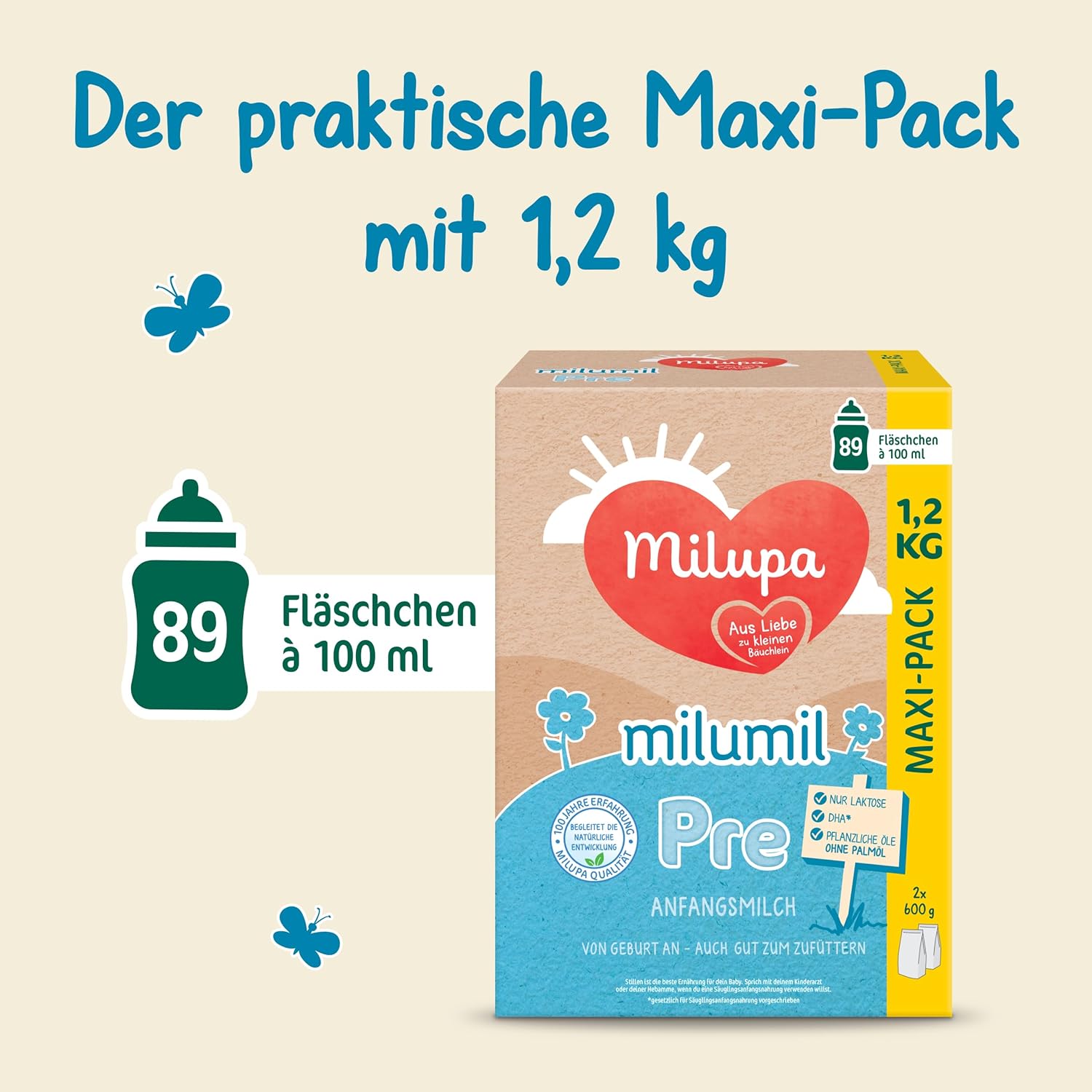 Milupa Milumil Pre, Mleko w proszku dla niemowląt - Z ważnymi składnikami odżywczymi i bez oleju palmowego - 800 g Naty Shop