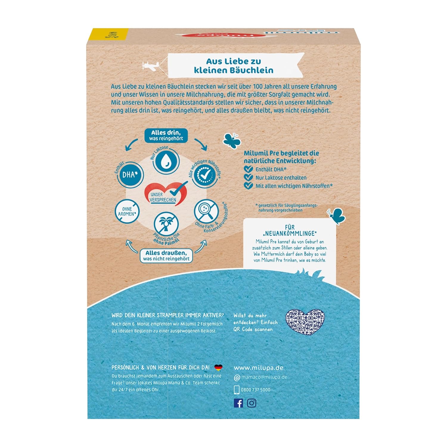 Milupa Milumil Pre, Mleko w proszku dla niemowląt - Z ważnymi składnikami odżywczymi i bez oleju palmowego - 800 g Naty Shop