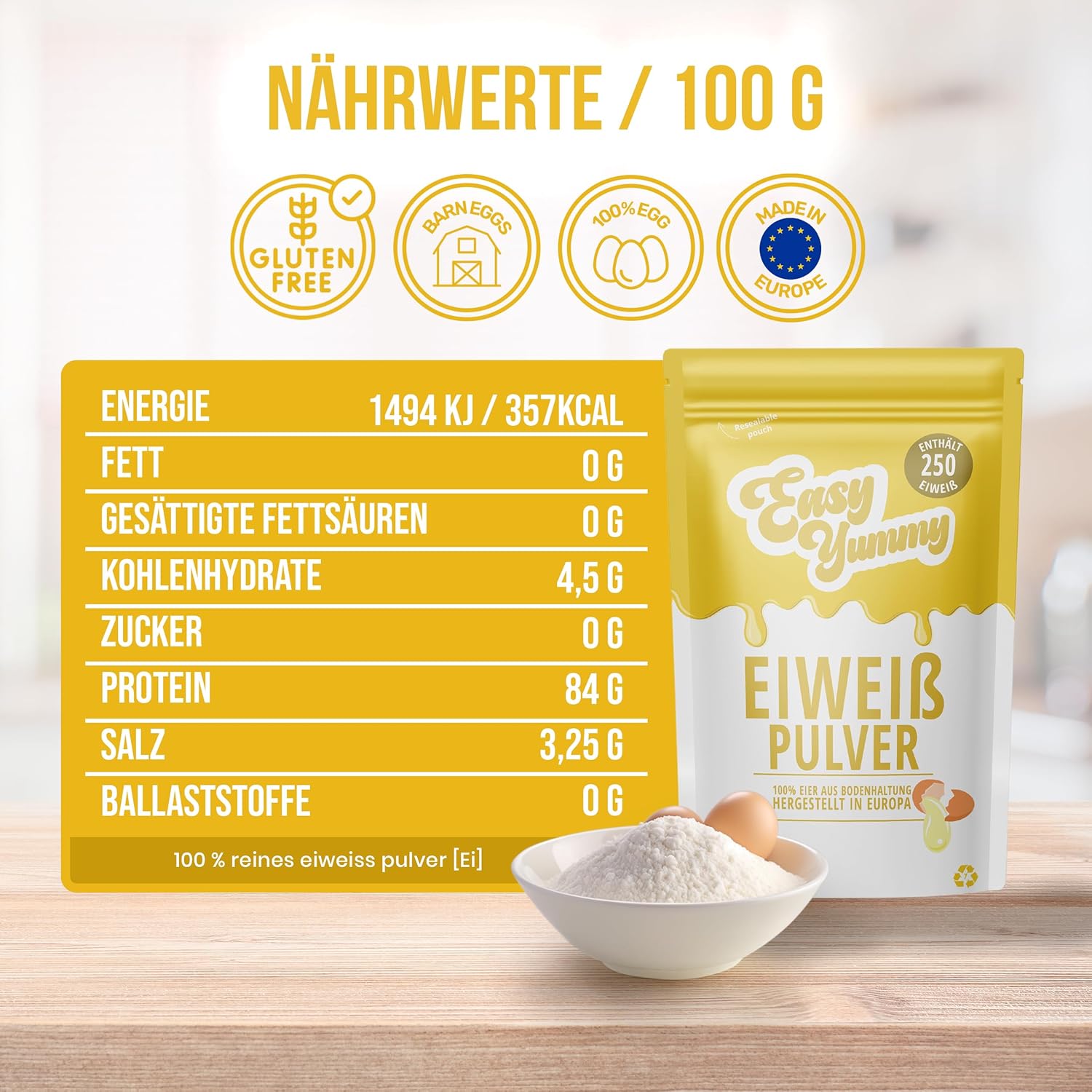 Easy Yummy 100% białka jaj w proszku do gotowania i pieczenia