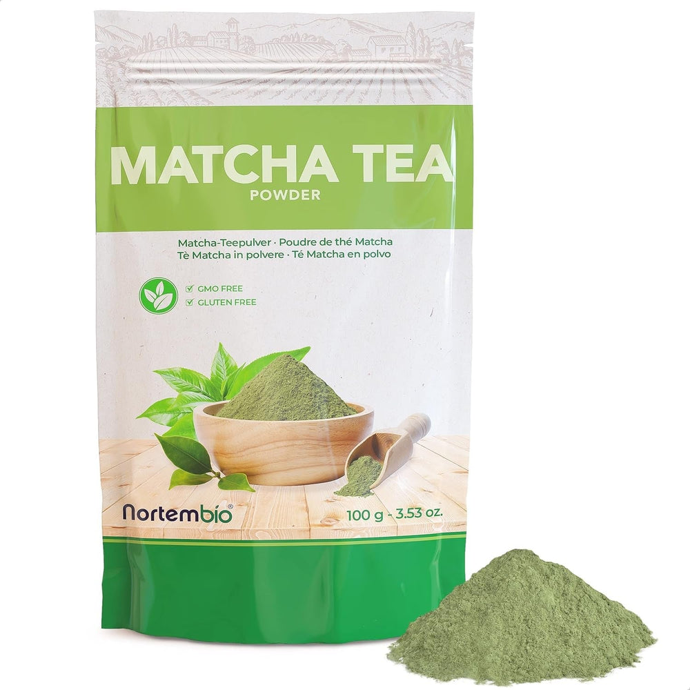 Nortembio Matcha Tea Powder 100 g. Ceai verde japonez fără aditivi și conservanți. Ceai verde Matcha de calitate culinară. Ideal pentru latte, deserturi și produse de patiserie.