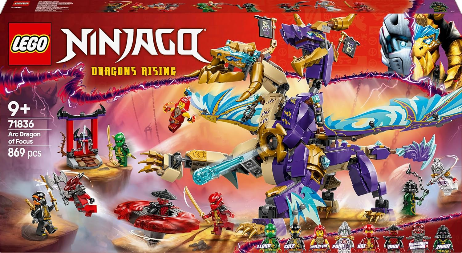 LEGO NINJAGO Świetlny smok - zabawka z 8 minifigurkami i kołem Spinjitzu - interaktywna zabawka konstrukcyjna ninja dla chłopców i dziewcząt od 9 lat - pomysł na prezent dla fanów 71836 Zestawy do budowania Besuche den LEGO-Store