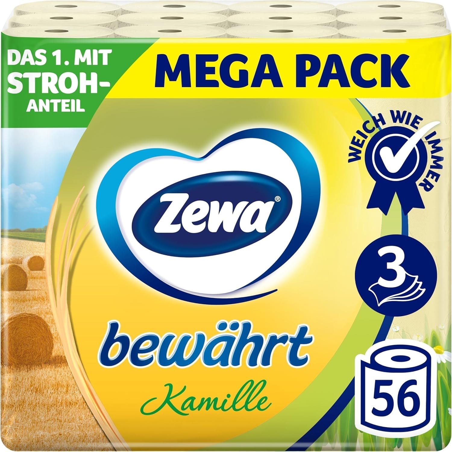 Zewa Hârtia igienică dovedită de mușețel cu paie 7X 8Rulouri