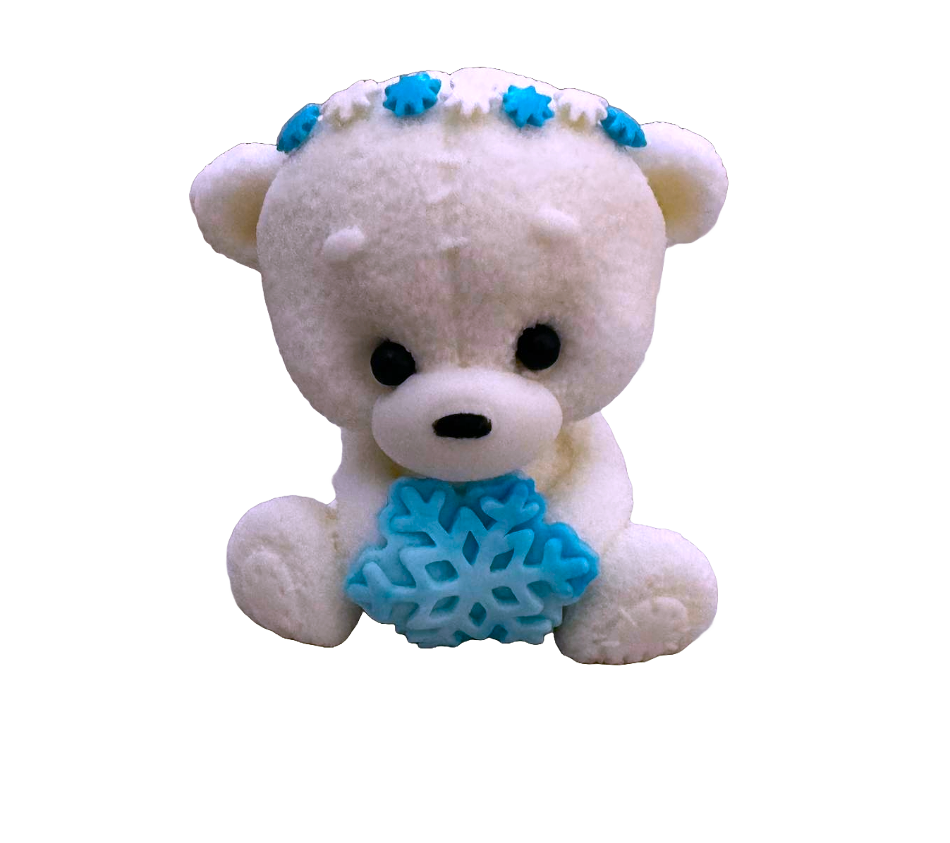 Decoratiune comestibila din pasta de zahar, Ursulet cu fulg albastru Decoratiuni din Pasta de Zahar Naty Shop