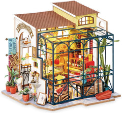 Robotime DG145 Rolife Emily's Flower Shop Miniaturowy domek dla lalek Wykonany z drewna, metalu, tkaniny i kartonu, Wymiary: 22 x 15 x 17 cm, Domki dla lalek Naty Shop Domyślny tytuł