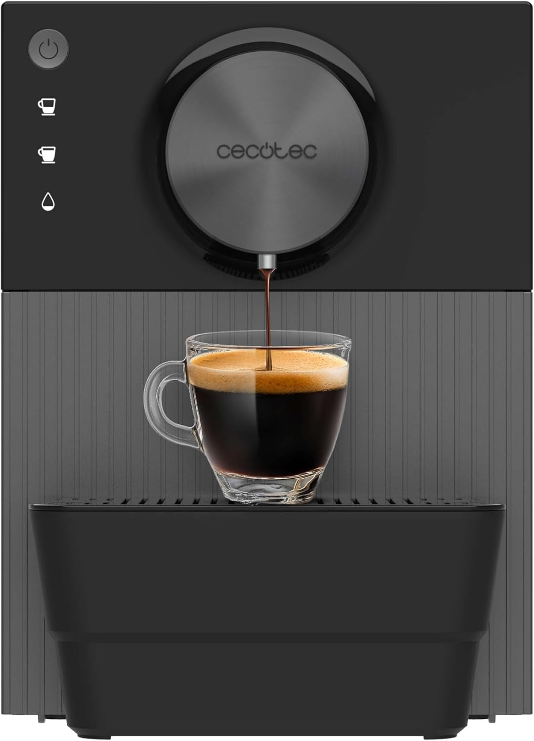 Espressor compact Cecotec Cremmaet Cube, 1350 W, sistem de presare 10 g, sistem de pre-infuzie, 19 bar, sistem thermoblock, 5 setări de măcinare, panou de control tactil