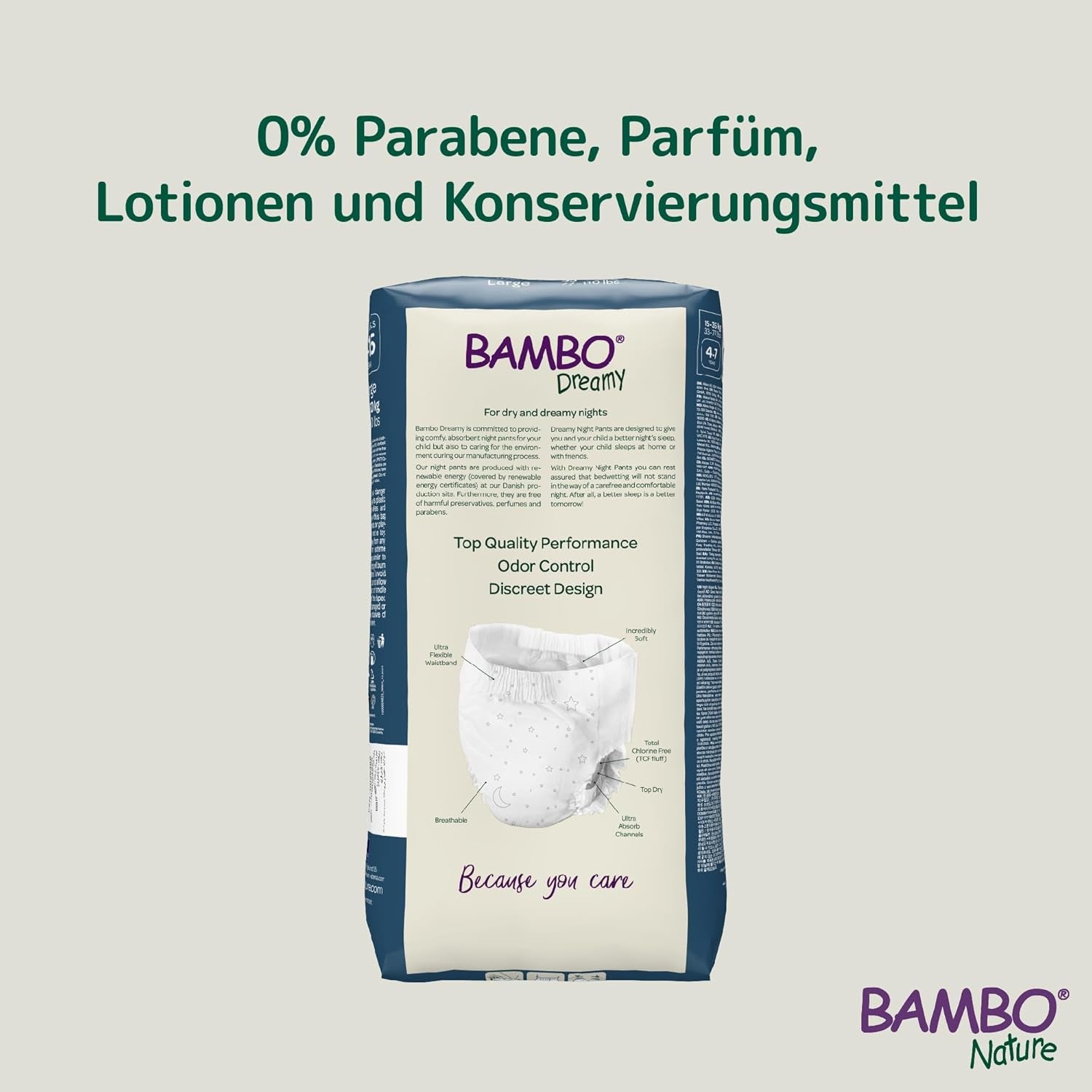 Bambo Dreamy Nighttime pieluszki podciągane, duże (35-50kg/77-110lbs), 10 szt. | Pieluchy typu pull-up dla dzieci | Ultrachłonna bielizna nocna do moczenia nocnego