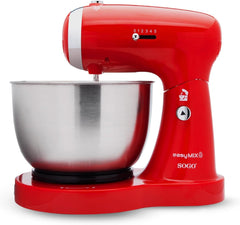 SS-14506 Küchenmaschine, Mixer Und Mixer 3-In-1 Mit Drehschüssel, Stäbchen Und Haken Zum Kneten Aus Edelstahl, 5 Geschwindigkeiten, 3,2 Liter (Rot) Matka i dziecko Naty Shop