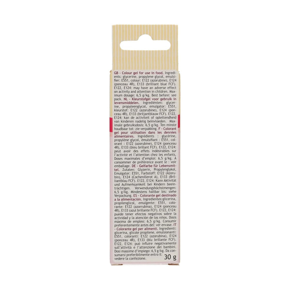 Funcakes Food Color Gel Claret: Colorant alimentar foarte concentrat pentru aluat, cremă, fondant și marțipan. Dozare ușoară. Picătură individuală pentru a crea culori vibrante. Halal. 30 g.
