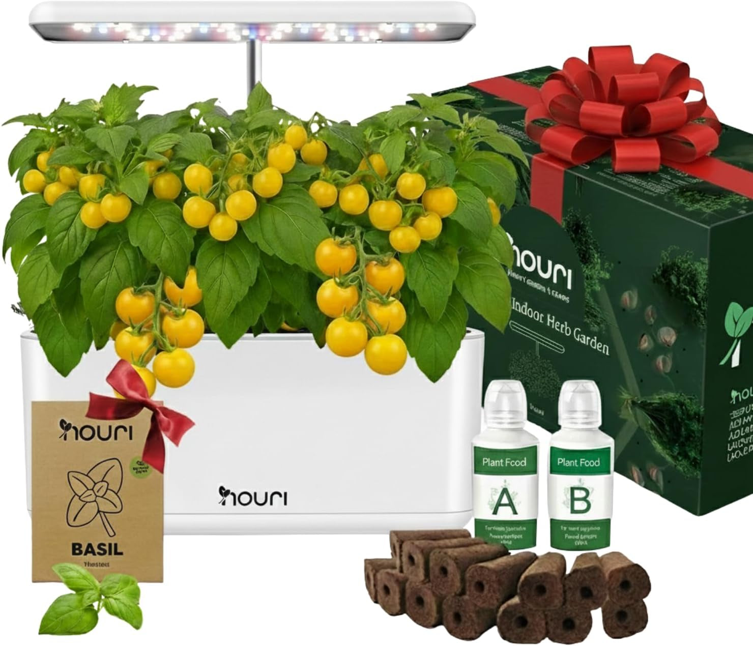 Nowy most 7 + pamiątkowa bazylia | Inteligentny ogród dla domowych kucharzy | System uprawy hydroponicznej | Światła LED do uprawy | Zestaw do ogrodnictwa ziołowego dla miłośników roślin i ogrodników, biały