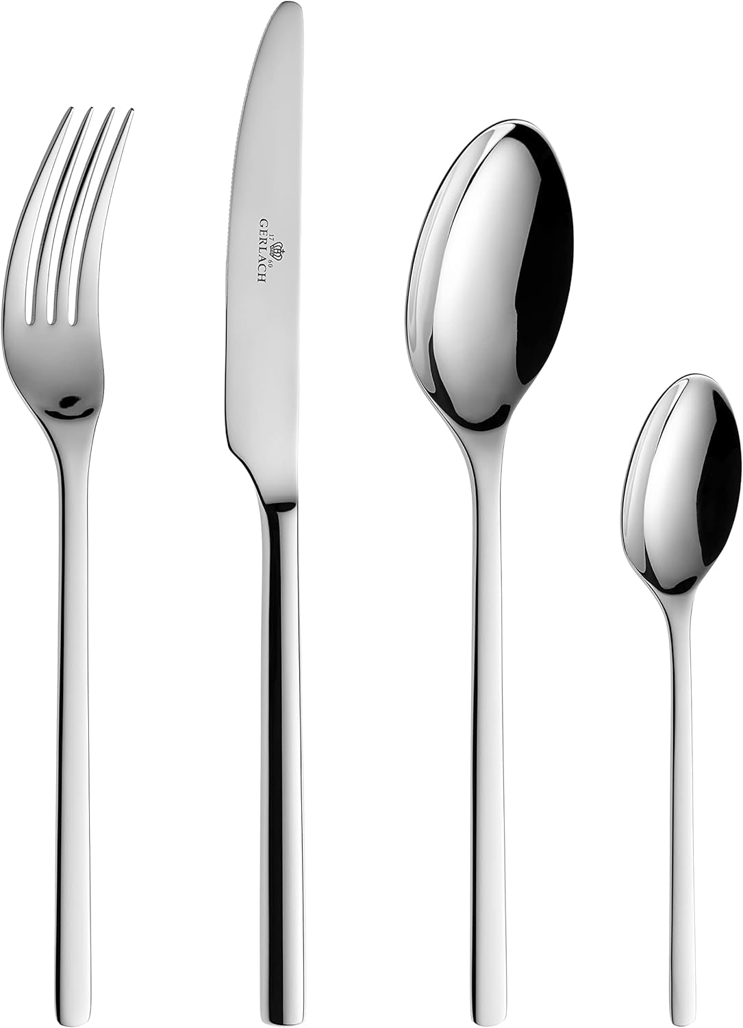 Gerlach Modern Besteck-Set Für 6 Personen Spülmaschinenfest Essbesteck Aus Edelstahl Elegantes Besteck Mit Messer Gabel Löffel Und Teelöffel Tafelbesteck Rostfrei 24 Stk Naty Shop Besteckset Glänzend 24 Stück Im Karton