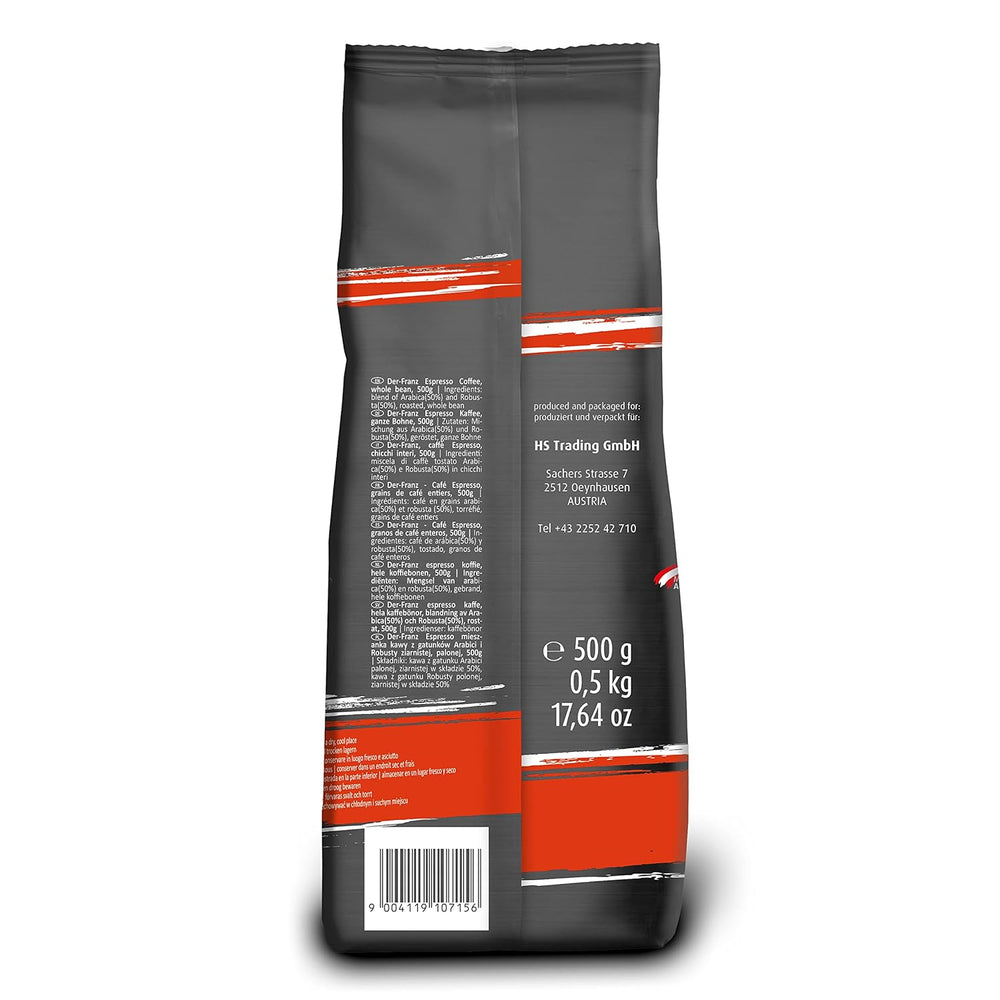 Der-Franz Espresso Kaffee, Intensität 5/5, Arabica und Robusta, ganze Bohne, 3 x 500 g