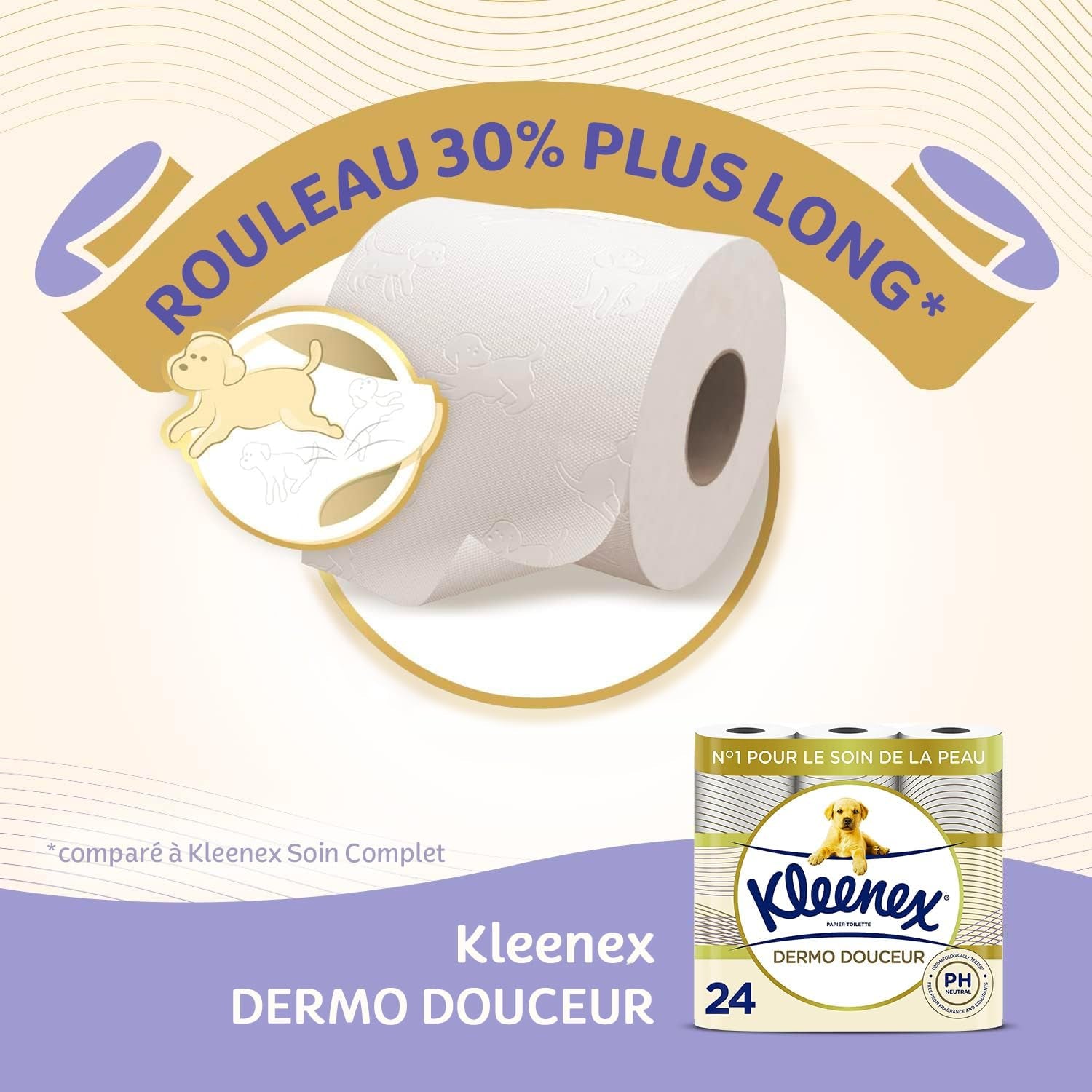 KLEENEX Dermo Douceur 4230420 Hârtie igienică, 24 role (4 X 6 role) alb, 24 Unité (Lot De 6)