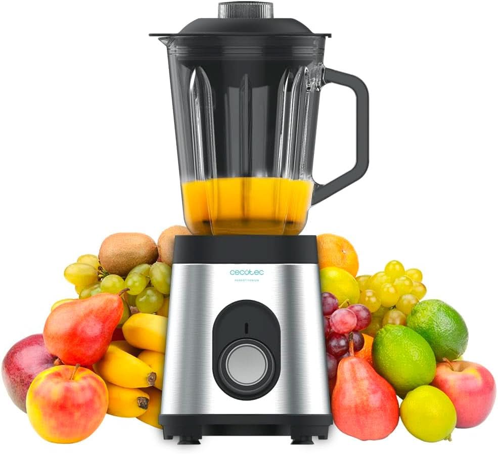 Mieszalnik Cecotec Glas Power Schwarz Titan 1000 INOX. 1000 W, Edelstahlgehäuse, 6-Blatt-Blatt Mit Schwarzer Titanbeschichtung, 1.5-L-Glaskrug, 5 Geschwindigkeiten [Energieeffizienzklasse a +] Kuchnia Naty Shop