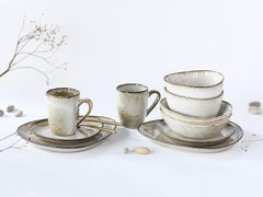 CreaTable, 23769, seria CLOUDY, nisip, set de veselă cu 10 piese, serviciu combinat din gresie, potrivit pentru mașina de spălat vase și cuptorul cu microunde, producție de calitate