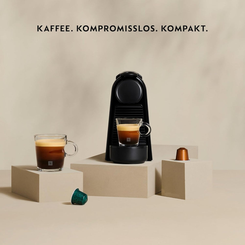 Espressor cu capsule Nespresso De'Longhi Essenza Mini, negru | Presiune pompă 19 bar | Rezervor de apă 0,6 l | Pentru espresso și lungo | Espressor mic – Momente mari de cafea | EN85.B