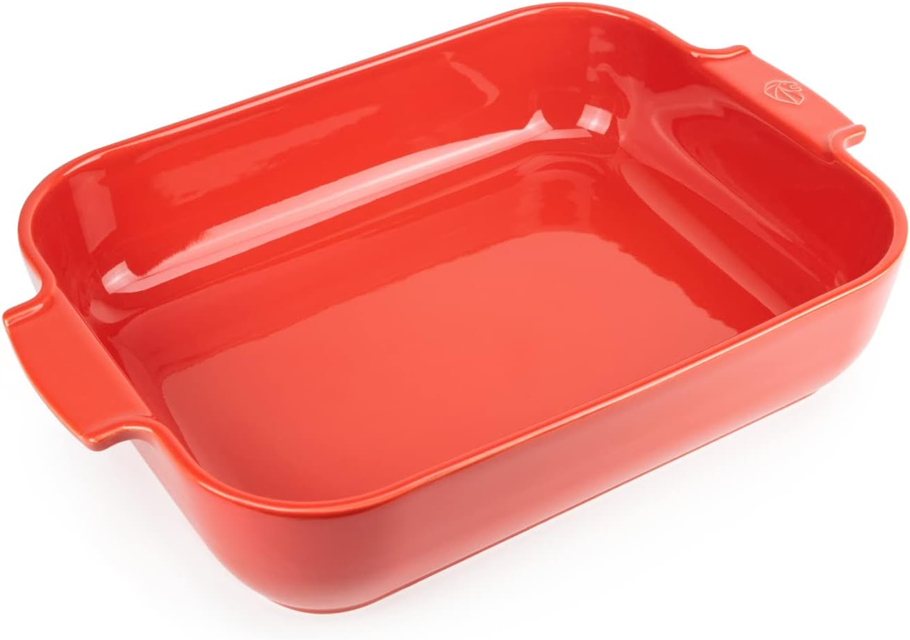 Peugeot Appolia Rechteckige Auflaufform Mit Griffen, Keramik, Schiefer / Grau, 8,3X40,5X27,2 Cm, Fassungsvermögen: Ca. 4 L, 60022 Formy i blachy do pieczenia Naty Shop Rot