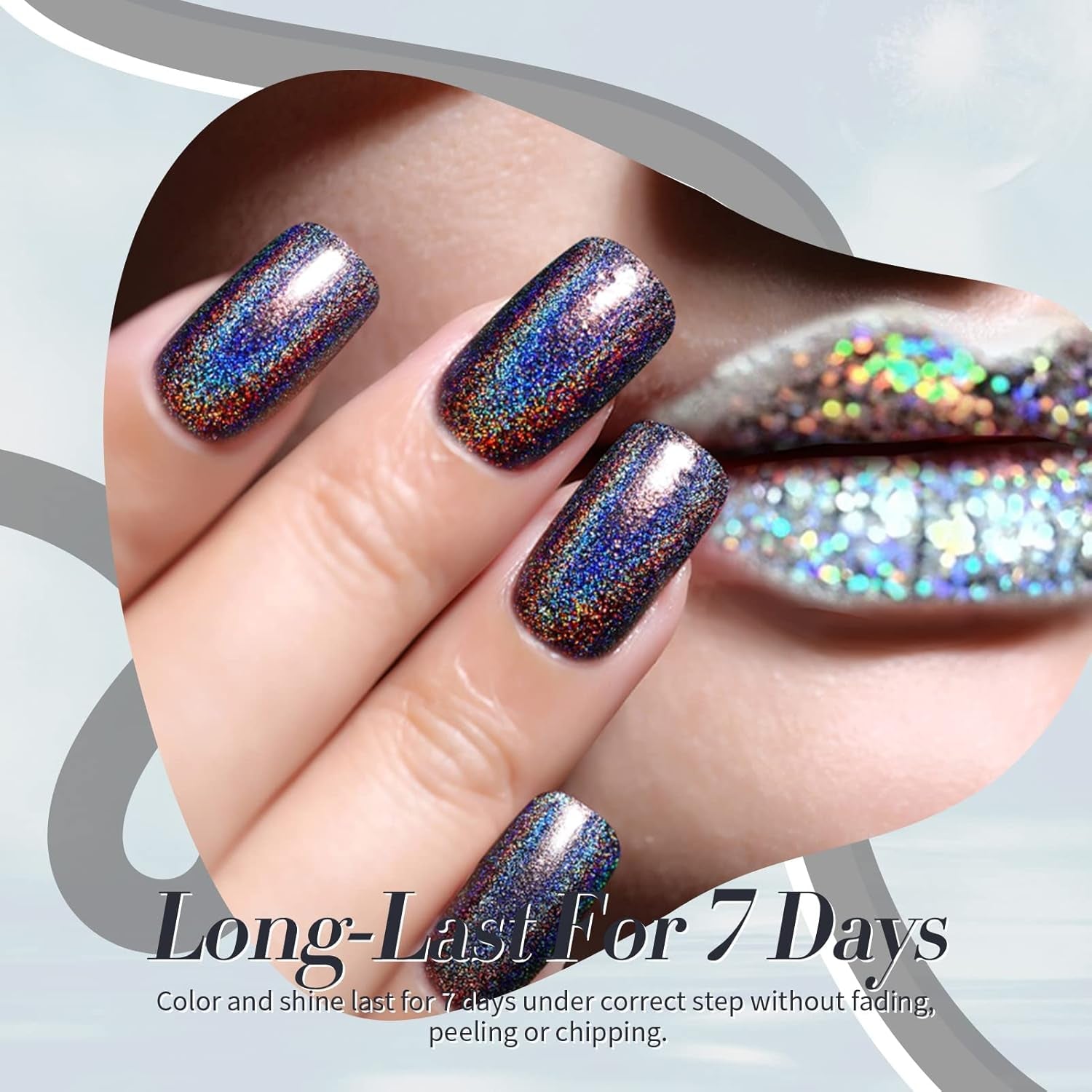 Born Pretty Oja cu Glitter, Rainbow Shining Glitter Super Shine Oja Nail Art Neagră