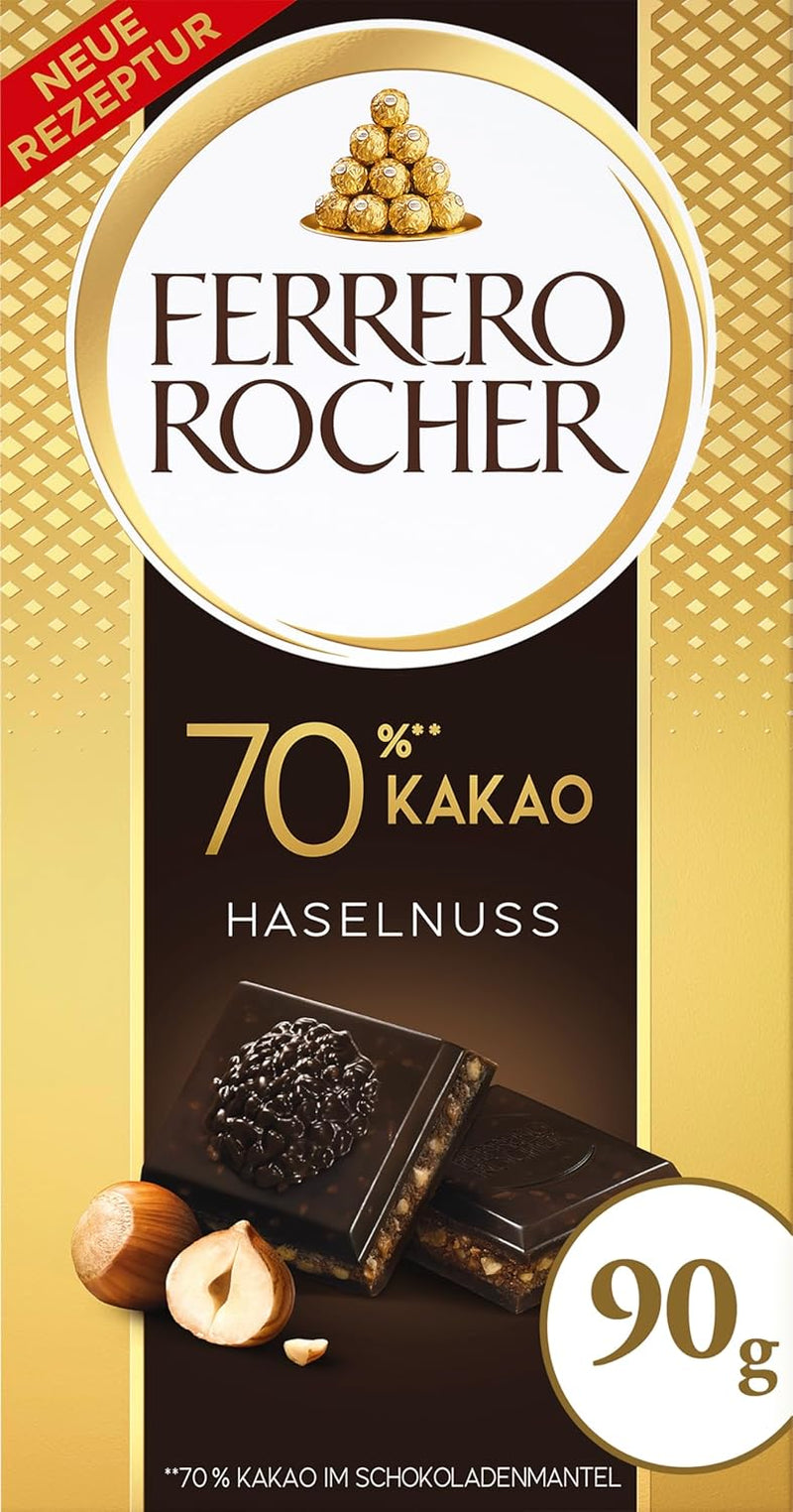 Ferrero Rocher Bar - Biała Czekolada z Orzechem Laskowym - Prezent na Walentynki dla Niego i dla Niej - 1 Tabliczka Czekolady x 90g