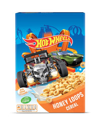 Hot Wheels Honey Loops Chrupiące pełnoziarniste płatki śniadaniowe z dodatkiem witamin, 1 opakowanie (1 x 375 g)