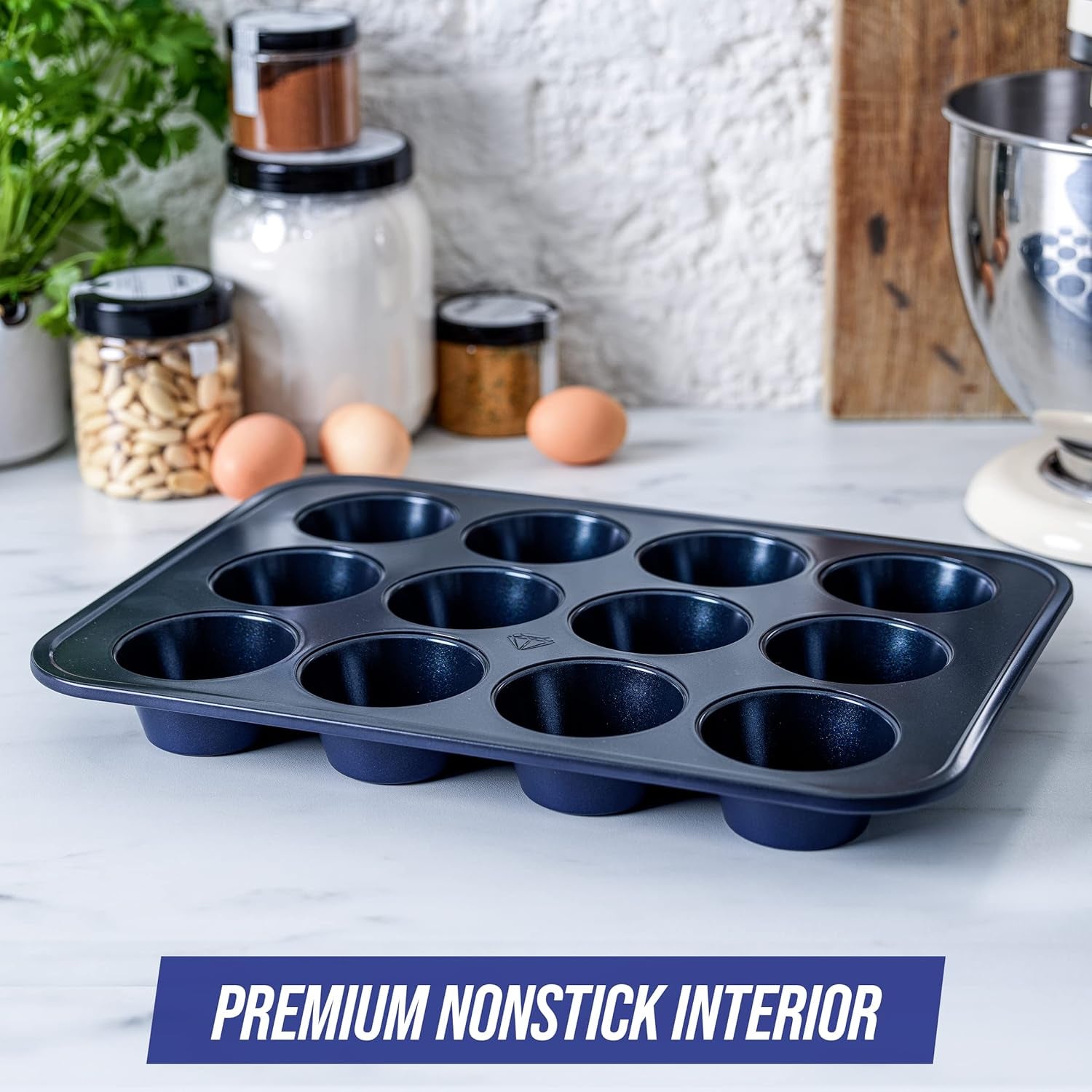 Blue Diamond Bakeware 12Er Muffinform Mit Antihaftbeschichtung, Blau Formy i blachy do pieczenia Naty Shop