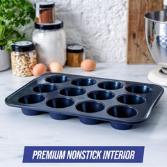 Blue Diamond Bakeware 12Er Muffinform Mit Antihaftbeschichtung, Blau Formy i blachy do pieczenia Naty Shop