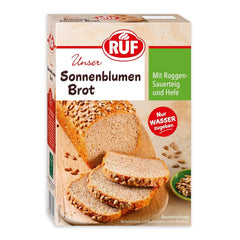 RUF Sonnenblumen Brot, Nur Wasser Addenden, Brotbackmischung Mit Sonnenblumenkernen, Brotteigmischung Mit Roggen-Sauerteig Und Hefe Für Sonnenblumenkernbrot, 1 X 410G Naty Shop 410 G (opakowanie 1Er)