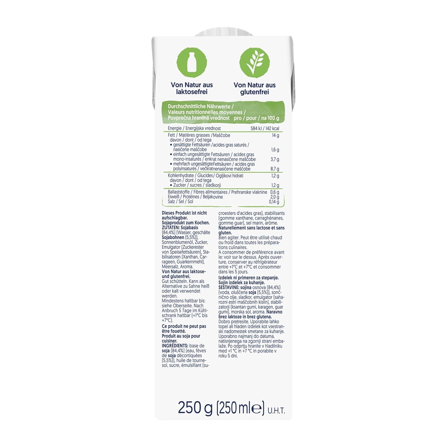 Alpro Cooking Soya – Vegan Kochcreme aus Soya o neutralnym smaku do dań na ciepło i na zimno – 15 x 250 ml