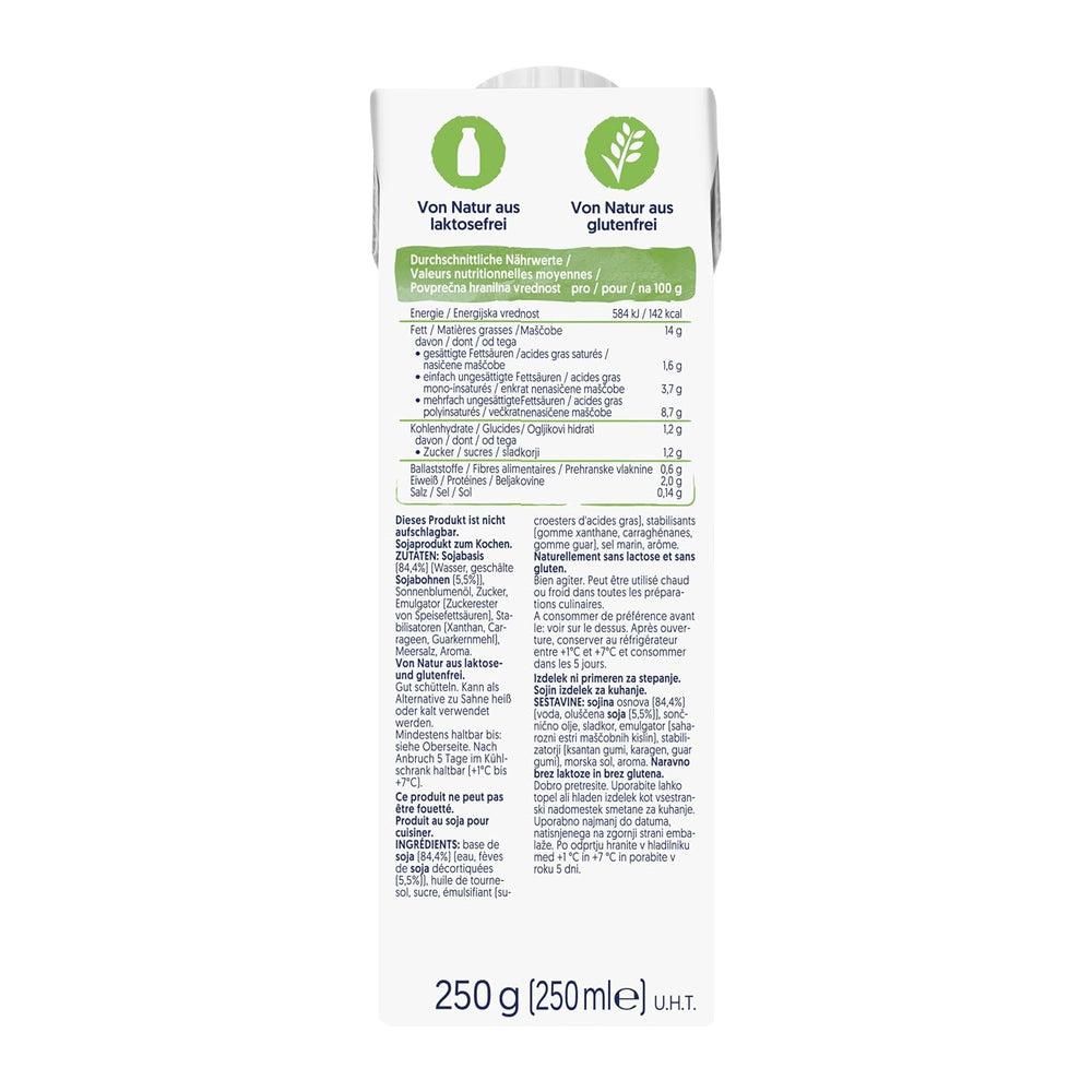 Alpro Cooking Soya – Vegan Kochcreme aus Soya o neutralnym smaku do dań na ciepło i na zimno – 15 x 250 ml