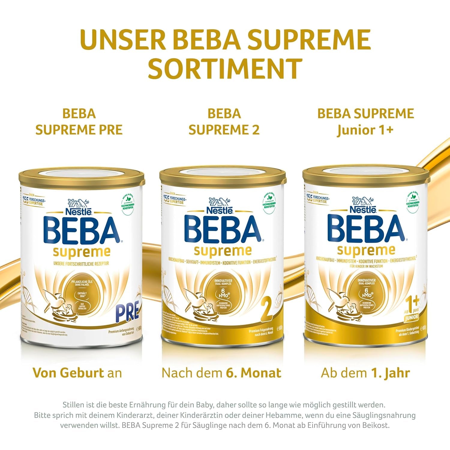 BEBA SUPREME JUNIOR 1 Plus - Napój dla dzieci od 1 roku, z kompleksem 6 HMO, bez laktozy, bez oleju palmowego, bez oleju rybnego, żywność dla małych dzieci, mleko w proszku dla niemowląt, opakowanie 6 szt. (6 x 800g)