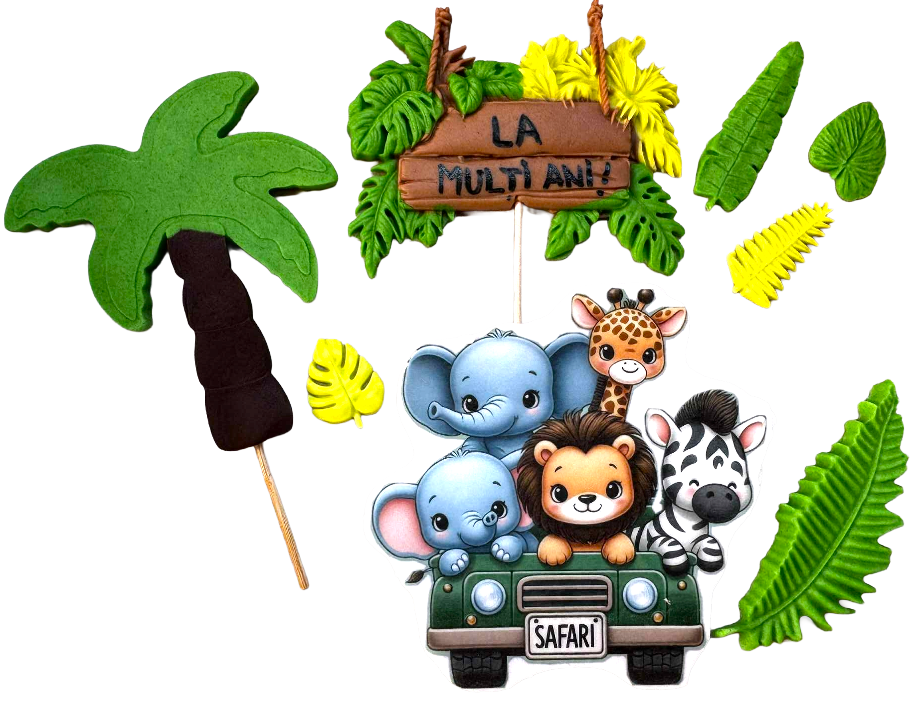 Zestaw Safari – 8 jadalnych figurek z masy cukrowej na torty