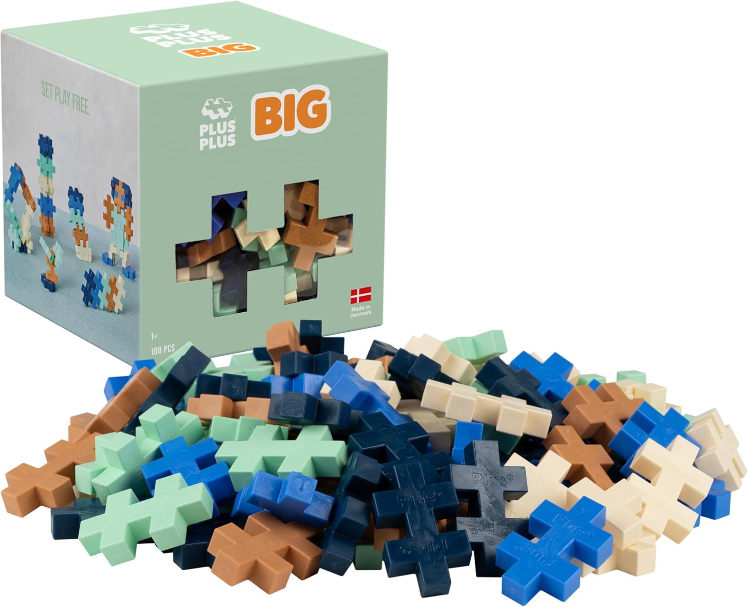 Plus-Plus 9603210 Geniales Konstruktionsspielzeug, Open Play Big Basic Mix, zestaw Bausteine, 100 sztuk, Mehrfarbig, Mehrfarbig