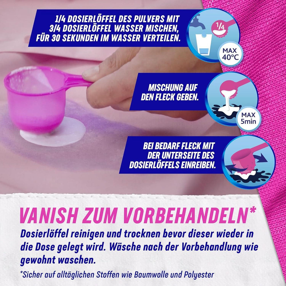 Vanish Oxi Action Powder Pink - 1.125 Kg - bezchlorowy proszek do usuwania plam i ulepszania prania - do prania kolorowego Proszki do prania Naty Shop