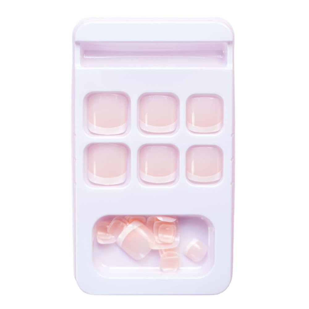 24 bucăți unghii artificiale, roz franțuzesc, alb, unghii artificiale, vârf scurt, pătrate cu lipici, accesorii pentru femei sau fete, idee de cadou pentru Crăciun, nuntă, Ziua Mamei