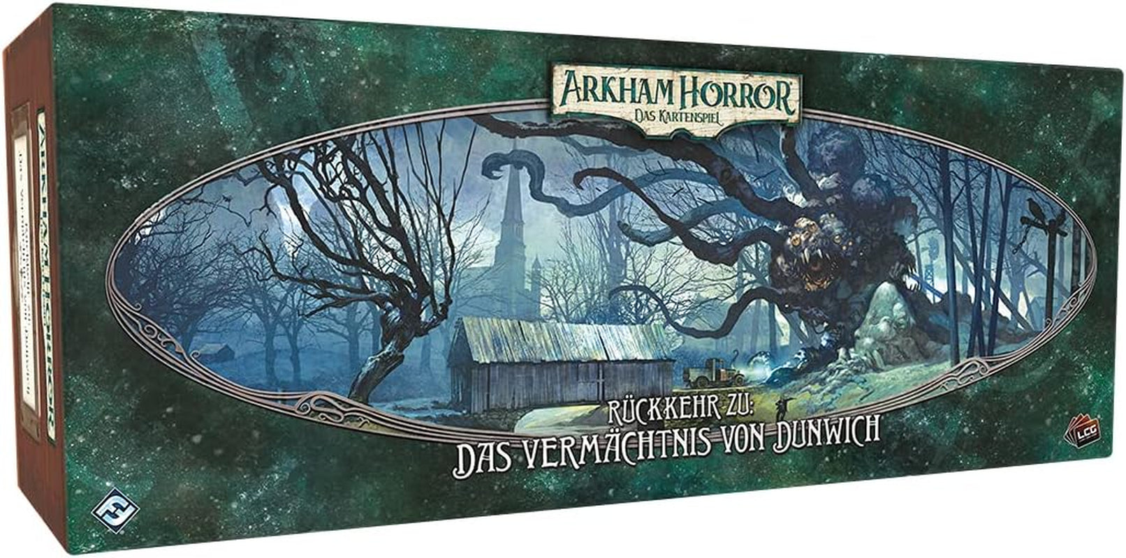 Gry o lotach fantasy, Horror w Arkham: LCG, Gra podstawowa, Gra ekspercka, Gra karciana, 1–4 graczy, Wiek 14+, 45+ minut, Niemiecki, Wielokolorowy, Kolorowy