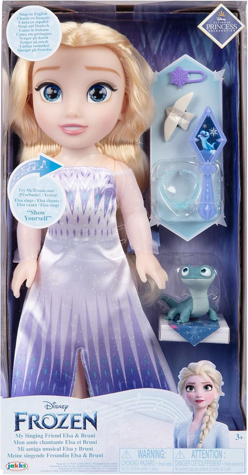 Disney Die Eiskönigin Singende ELSA Królowa Śniegu Puppe 35 cm, śpiewa „Pokaż się”, w zestawie akcesoria do dodatkowej zabawy, idealny dla dziewczynek od 3 lat Biało-niebieski