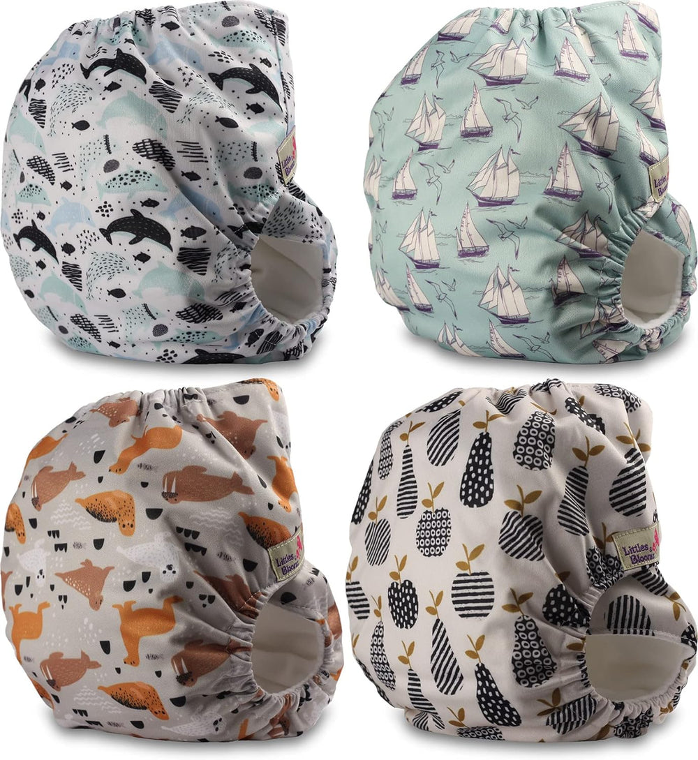 Littles and Bloomz FLP2-0406 Standardowa pieluszka wielokrotnego użytku z klipsem, 4 pieluszki