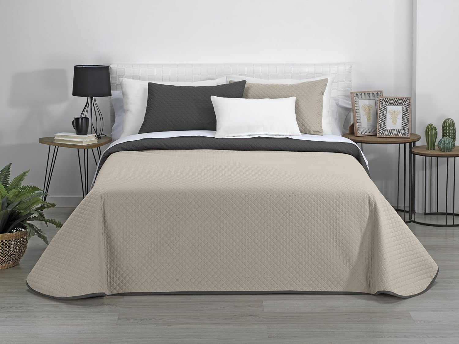 AVA | Cuvertură Reversibil Boutique | Pentru toate anotimpurile | Culoare - Gri/Antracit | Pentru pat de 120/135 cm. pat. (230 X 270 Cm. Ancho X Alto) | Cuvertură cu matlasare Plapumi si pilote Naty Shop